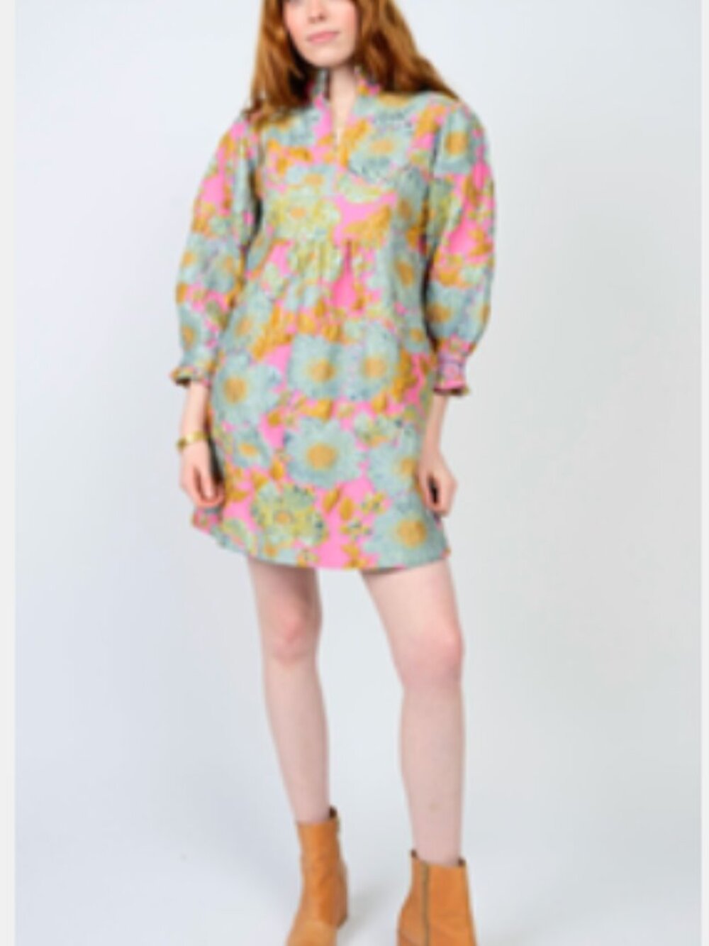 Brocade Ruffle Trim Dress - Picture 3 of 4
